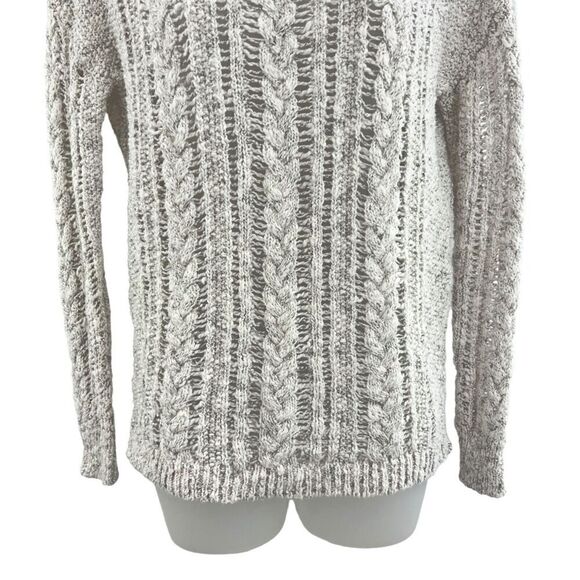 Vince Heather Grey Pullover Open Cable Chunky Knit Sweater Women XS Long Sleeve - Picture 3 of 10
